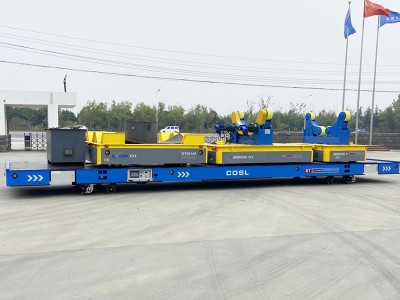 6 ton kemudi baja pipa baja trackless transfer cart