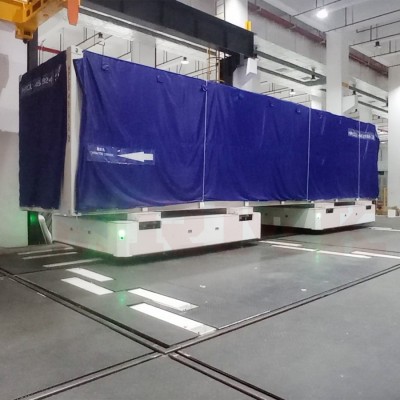 Transportasi Kontainer 40 Ton Two-Car Linked Rail Transfer Cart